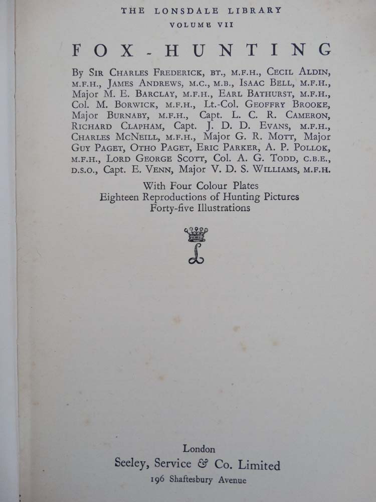 Books: '' Records of the Chase '' by 'Cecil', published by Philip Allan & Co , London, 1922, - Image 4 of 9