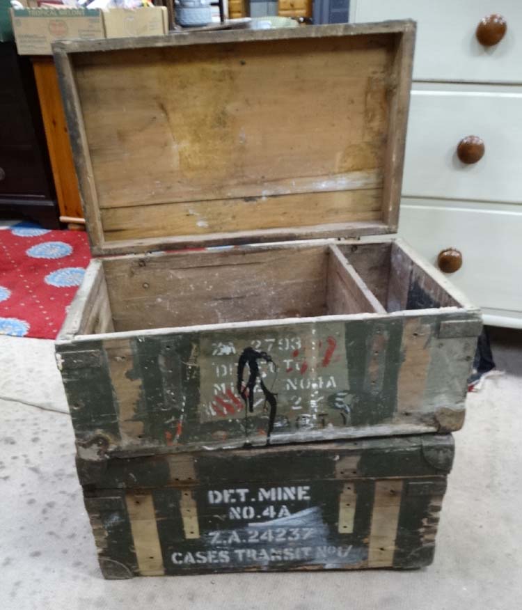 Pair WWII ammunition boxes CONDITION: Please Note - we do not make reference to