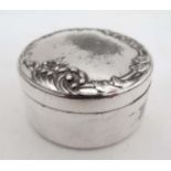 A small silver plated box of circular form CONDITION: Please Note - we do not make