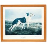 David French (1939), Signed coloured print, 'This Noble Breed ' greyhounds standing in a field 1994,