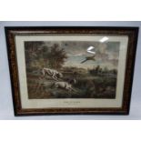 Print depicting two pointed flushing a pheasant CONDITION: Please Note - we do not