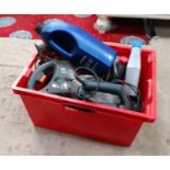 Box of assorted power tools etc CONDITION: Please Note - we do not make reference