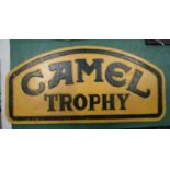 21st C Painted cast metal 'Camel Trophy' sign size 7 1/2 " x 15 1/2" overall CONDITION: