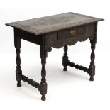 A 17thC and later oak side table with frieze drawer 36" wide x 19 3/4" deep x 27 1/2" high