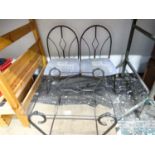 Pair of metal chairs + glass top metal table CONDITION: Please Note - we do not