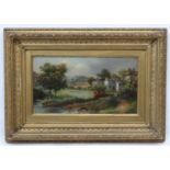 F Lawley XIX Oil on canvas 'Westmorland ' a pastoral scene Signed lower left ,