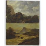 Large rocky coastal scene with figures and another highland river torrent signed H Berry (2)