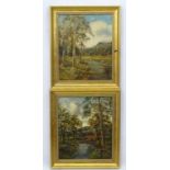 A pair of oil paintings on board (2), Manner of S.Y.