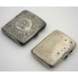 2 silver cigarette cases, 1 x hallmarked Birmingham 1921 maker William Hair Haseler,