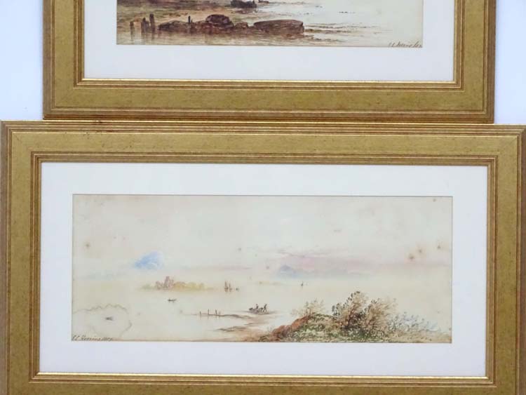 GL Herring 1887, Watercolour , x 2, Figures working on the ( Loch ? ) shore , - Image 4 of 6