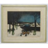 Roger Hebbelinck after Roger Savery, Limited edition signed print 83/100, Snow laden scene,