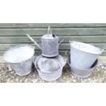 Garden and Architectural Salvage :a quantity of galvanised garden items to include a watering can ,