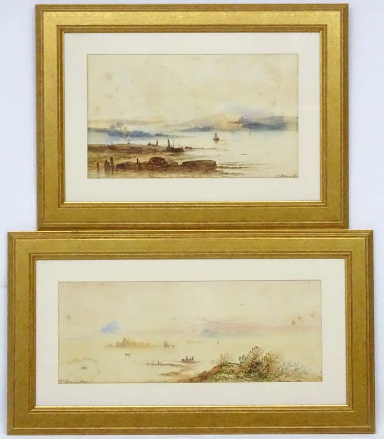 GL Herring 1887, Watercolour , x 2, Figures working on the ( Loch ? ) shore ,