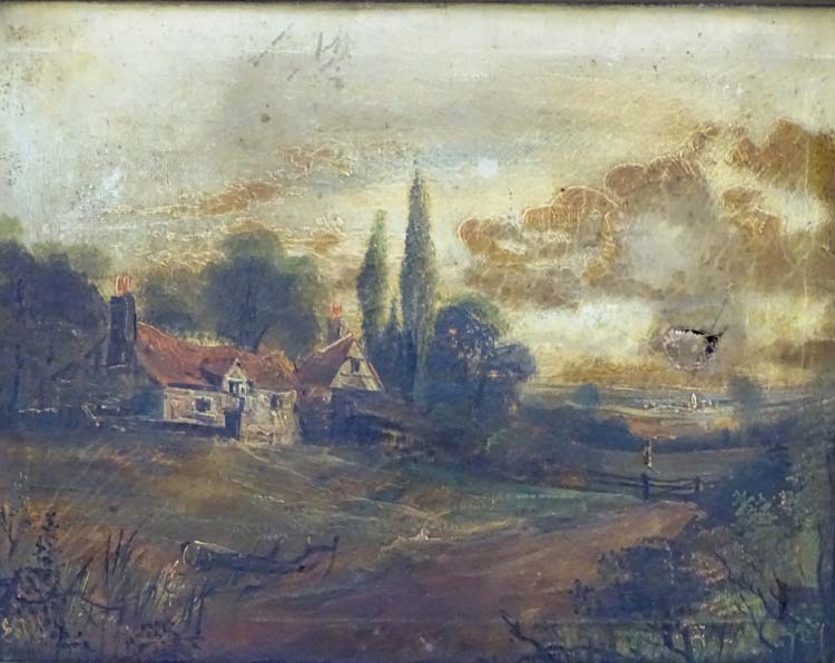 3 assorted oil paintings, ES Mon , oil on canvas , track past a cottage in the country, Morris , - Image 3 of 5