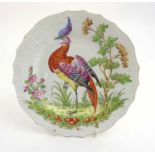 An 18thC hand painted Chelsea plate ,