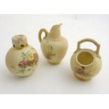 A collection of late 19th/ early 20thC Royal Worcester blush porcelain ceramics to include an 1894