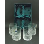 A set of 4 Bohemia Crystal, Czech Republic, Fine Cut Whiskey glasses, in original box,