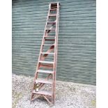 Garden & Architectural Salvage :a antique set of large Kent style tapering fruit picking step