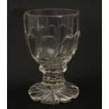 A 19thC pedestal glass with cut and lobed decoration 5 1/4" high CONDITION: Please