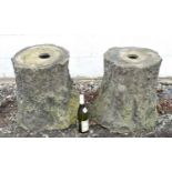 Salvage / Architectural : a pair of architectural stands of stoneware like of tree trunk form by