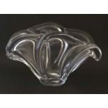 A Cristalleries de Vannes-Le-Chatel, France 'Wave' crystal centrepiece clear glass vase,