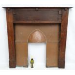 Arts and Crafts Architectural :An oak and copper fire place , with oak surround and copper centre ,