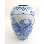 A large Chinese blue and white vase of ovoid form ,