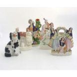 A collection of 5 items of Victorian Staffordshire pottery to include;