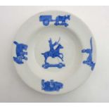 An Edwardian Copeland Spode blue and white nursery bowl,