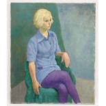 Roy Newby (1912-2011 ), Oil on canvas, ' Blonde in Blue 69', Titled verso and numbered ,