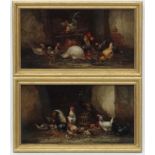 Claude Guilleminet (1821-1860) French, Oil on mahogany fielded panel, Country house Fowl ,