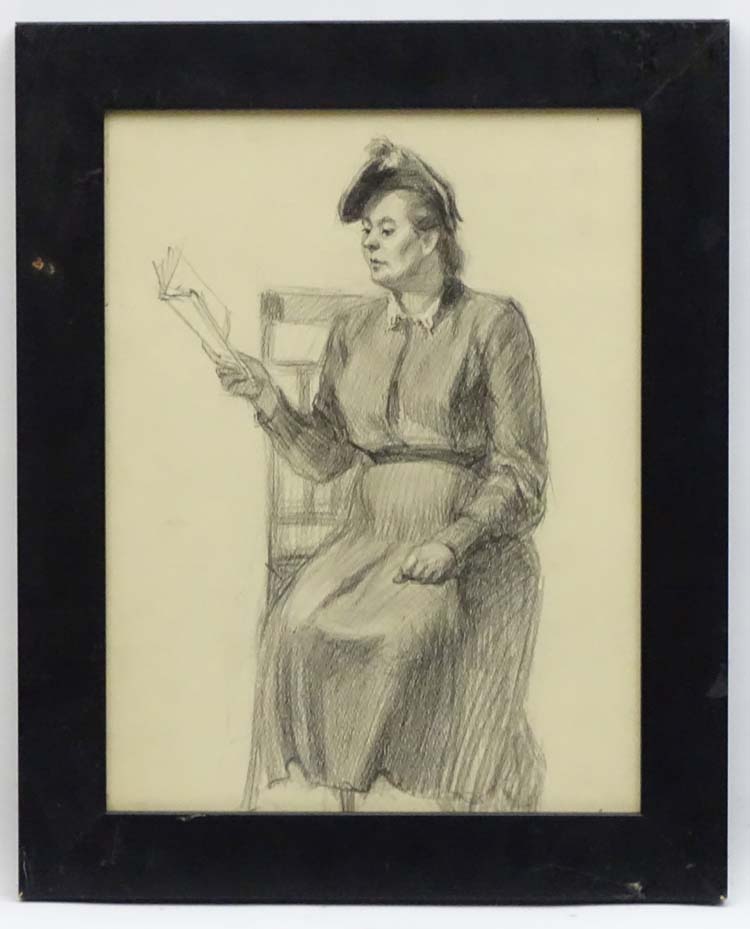 Indistinctly signed early XX Russian /Soviet School, Pencil on paper,