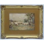Adrianus Johannes Groenewegen ( 1874-1963) Dutch, Watercolour, Sheep grazing, Signed lower right.
