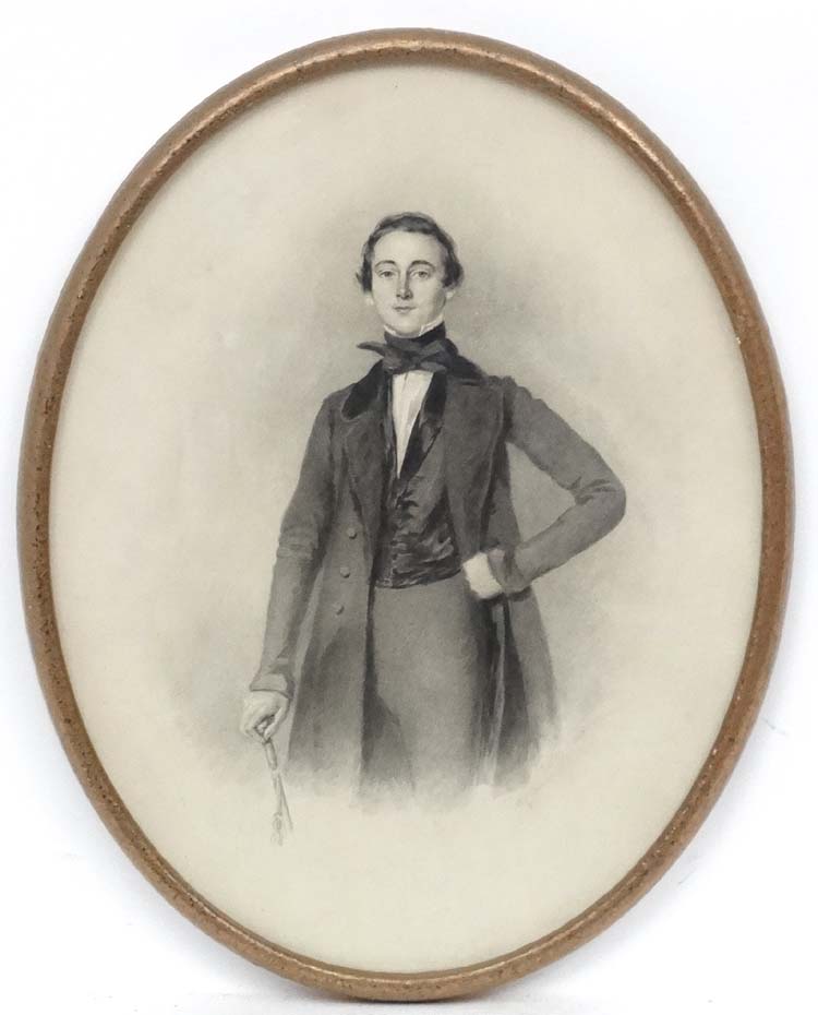 Nathan Cooper Branwhite (1775-1867), Watercolour , Grisaille oval,