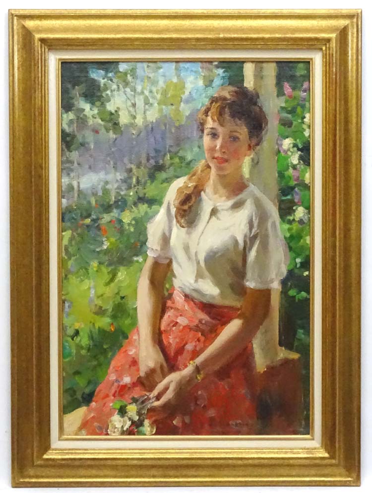 Lomakine Oleg Leonidovich (1924-2010), Russian School, Oil on Canvas, 'Young girl near the window', - Image 4 of 5