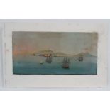 XIX Neapolitan School , Gouache, The Bay of Naples with English , Dutch ships etc.