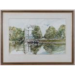 Alex Prowse 1985, Watercolour, Regent's Canal Little Venice with barge,