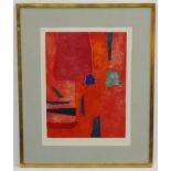 Gustave Singier (1909-1984) Colour aquatint 73/120, ''Interieur Rouge'',