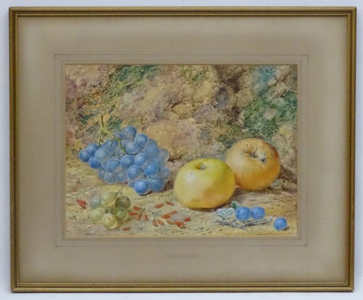 Thomas Frederick Collier ( 1823-1885) Irish, Watercolour, Still life with Russet Apples ,