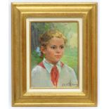 Marina Andreevna Kozlovskaya (1925-2005) Russian School, Oil on canvas, "A young pioneer",