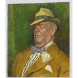 Roy Newby (1912-2011 ), Oil on card, ' Elderly Man , Bow Tie ', Titled verso and numbered 102 ,