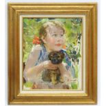 Nikolai Nikolaevich Baskakov (1918-1993), Russian School, Oil on canvas, "Little girl and her dog",