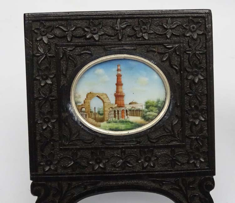 19 th c Indian Mughal School, 6 detailed watercolours on ivory , ovals , - Image 7 of 14