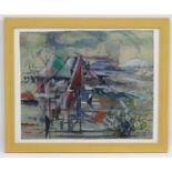 John Graham 1961 Modernist, Watercolour and gouache with pen ink on paper, Abstract landscape,