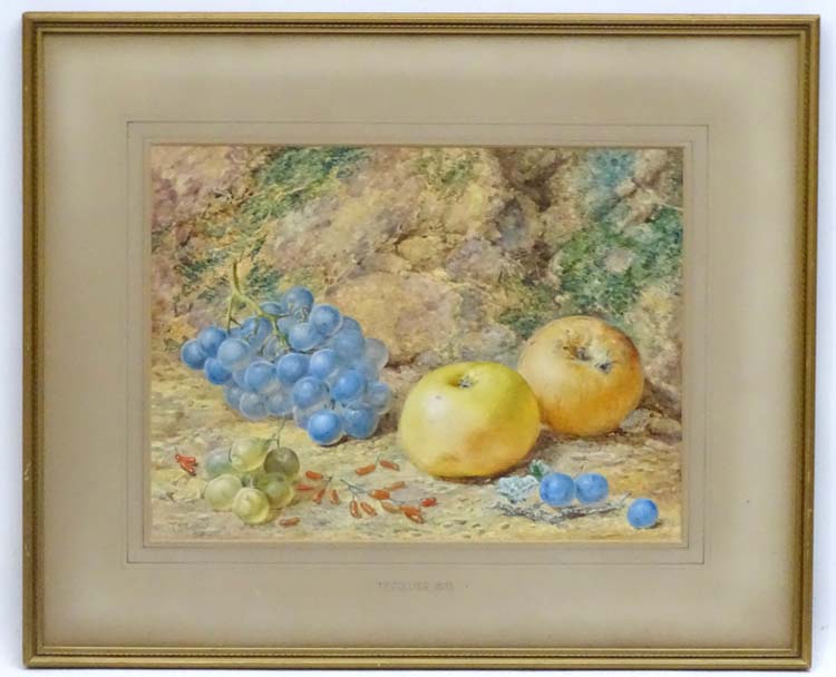 Thomas Frederick Collier ( 1823-1885) Irish, Watercolour, Still life with Russet Apples , - Image 3 of 6