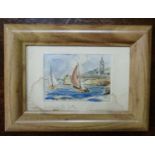 RC Bean miniature picture ' Around the Jetty' depicting boats and harbour CONDITION: