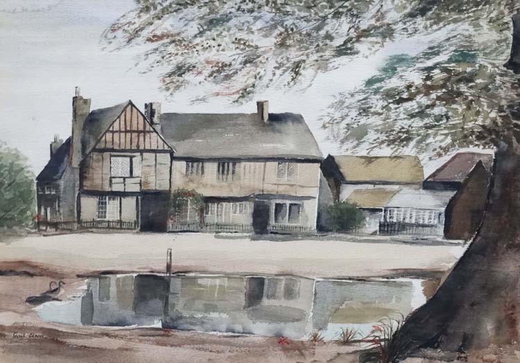 Gail Elson XX , Watercolour , a pair, View through trees and Tudor village house, Both signed lower, - Image 4 of 9