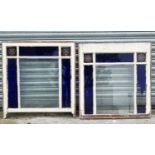 Architectural Salvage : A pair of colour glazed and etched glass decorated window-sashes;