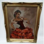 Oil on canvas of a Spanish Flamenco dancer CONDITION: Please Note - we do not make