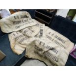 Old Hessian Sacks for K D Bramhill Retford & Sheffield (5) CONDITION: Please Note -